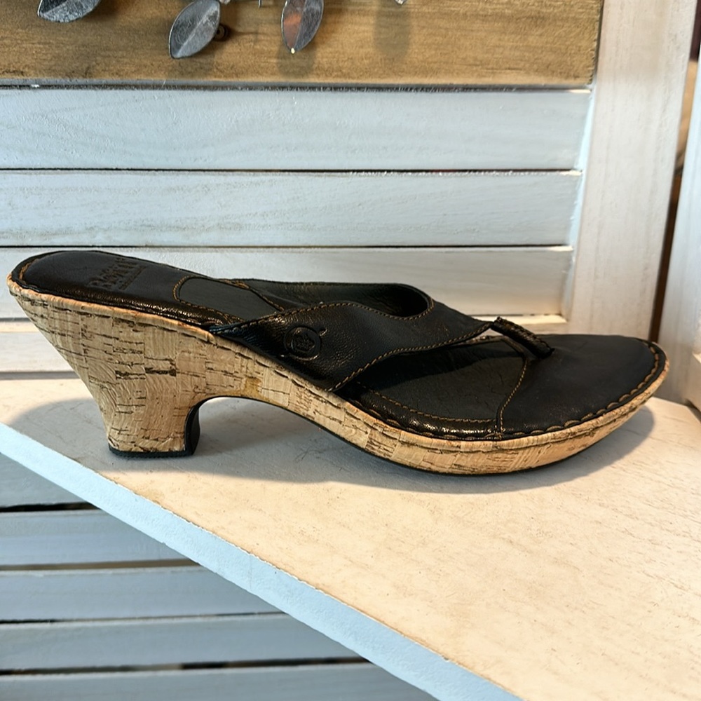 Born Black Leather and Cork Sandals - Picture 2 of 7
